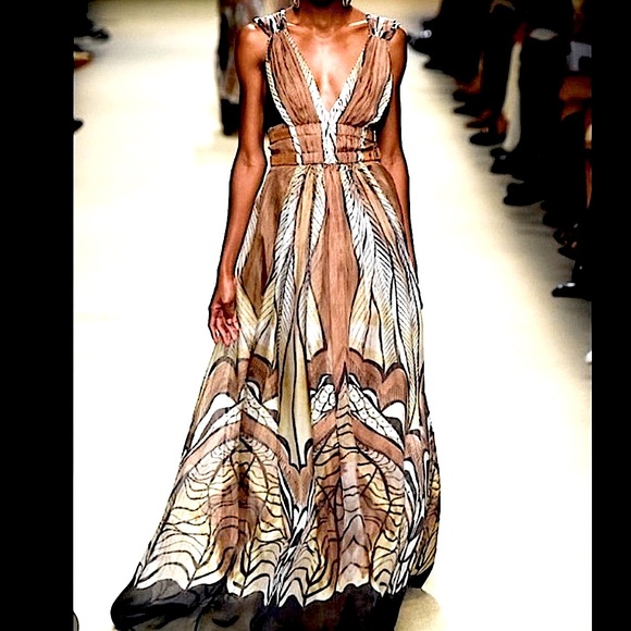 BNWT Alberta Ferretti Runway Collection Silk Belted Maxi-Dress, IT 40 US 4 - Picture 5 of 16